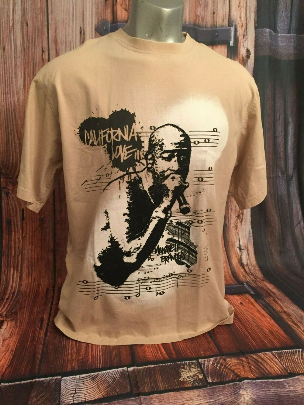 Tupac 2Pac California Love Makaveli T Shirt Beaded Artwork Rap Band Shakur XL